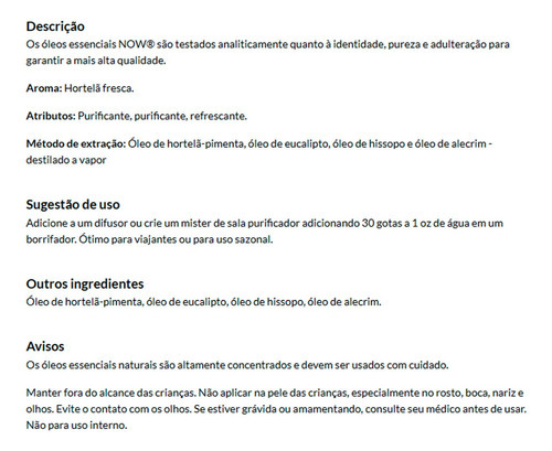 Mistura Óleo Clear The Air Now Foods 30ml Importado - Imagem 4