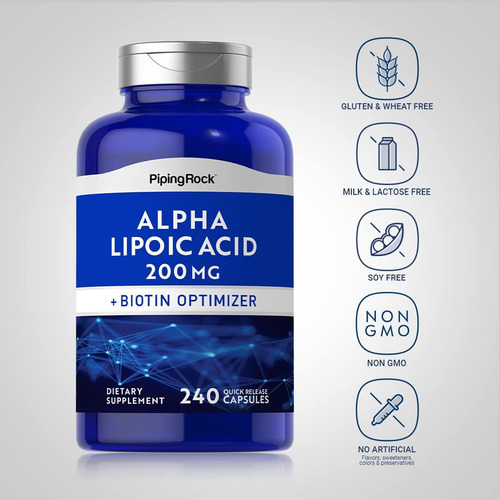 Piping Rock Ácido Alfa Lipóico 200mg | 240 Cápsulas | Mais B - Imagem 2