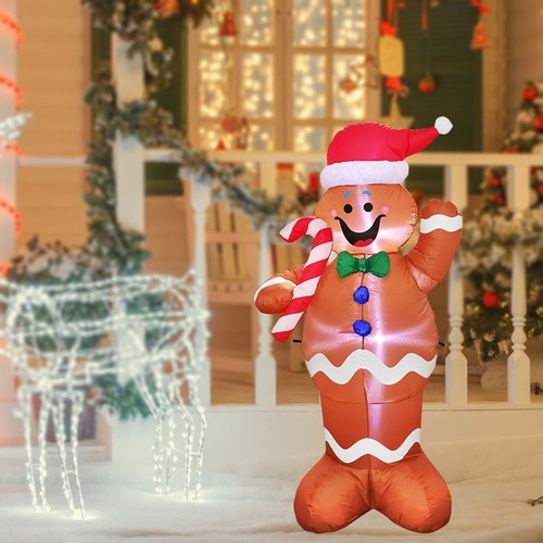 . Decoração De Papai Noel Com Luzes Led Inflável 150cm - Imagem 4