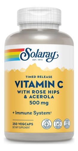 Solaray Vitamina C Quadris E Acerola | 500mg | Função Imunol