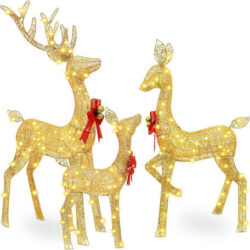 Decoração De Natal Com Renas, Iluminada Por Veados