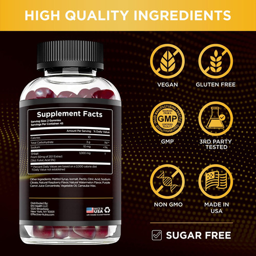 Eficaz Nutra Pure Himalayan Shilajit Gummies Para Homens E M - Imagem 5