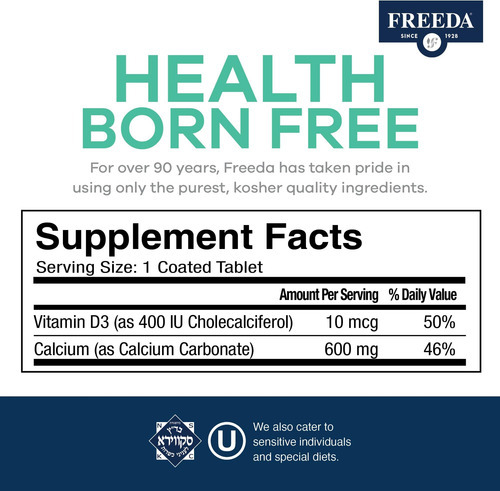 Freeda Cálcio 600 Mg Vitamina D3 400 Ui Comprimidos - Suplem - Imagem 3