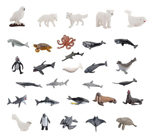 30 Peças Figuras De Animais Do Oceano, Modelo De Animais