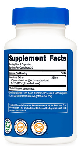 Cápsulas Nutricost Kava Kava 350 Mg Por Porção, 60 Cápsulas, - Imagem 5