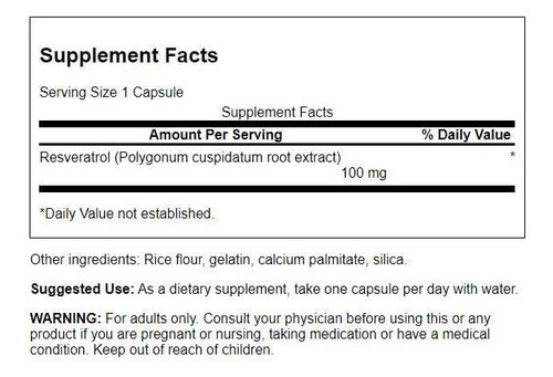 Swanson Resveratrol Miligrams 30 Cápsulas - Imagem 2