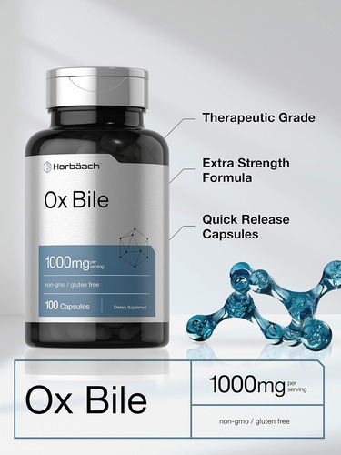 Suplemento Biliar De Boi Horbäach | 1000mg | 100 Cápsulas | - Imagem 3