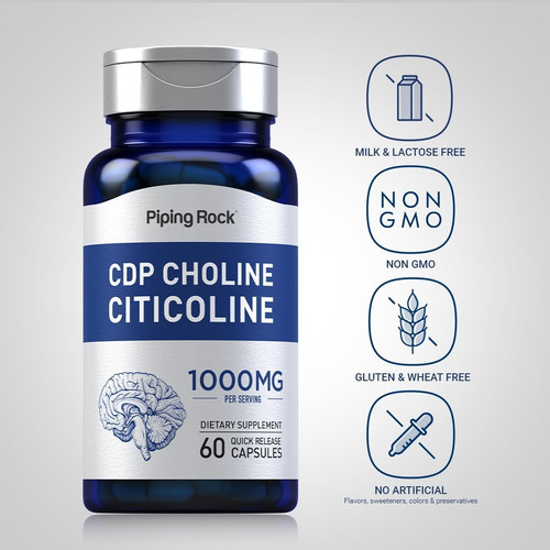 Piping Rock Cdp Colina Citicolina 1000mg | 60 Cápsulas | Sup - Imagem 3