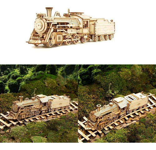 Puzzle De Madeira 3d, Trem A Vapor, Construção Em Madeira - Imagem 4