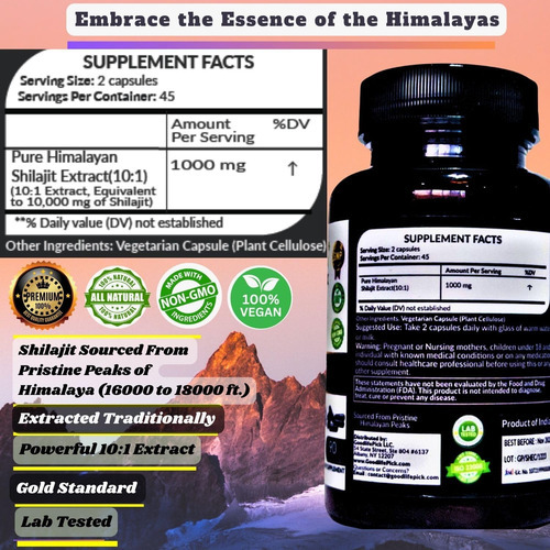 Cápsulas Puras De Shilajit Do Himalaia Mg. Shilajit Natural - Imagem 6