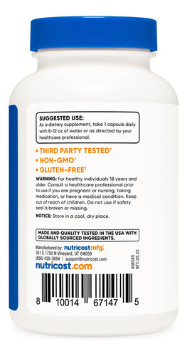 Suplemento Nutricost Colostrum 500mg 120 Cápsulas - Imagem 4