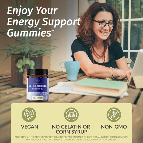 Gomas Energéticas De Acetil L-carnitina Herbamama - 1500 Mg - Imagem 2