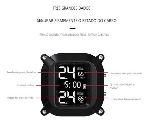H Monitor De Pressão De Pneu Detector Tpms - Imagem 3