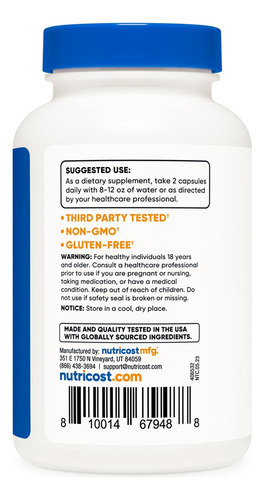 Nutricost Resveratrol 700mg, 120 Cápsulas - Vegano, Sem Glút - Imagem 4