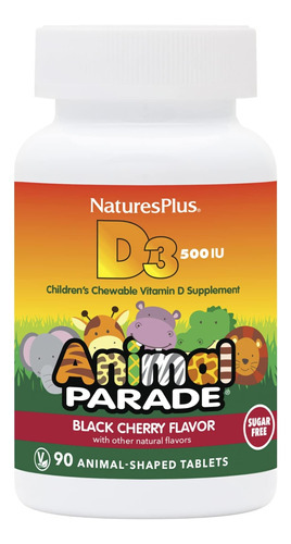 Natures Plus Animal Parade Vitamina D3 Sem Açúcar Para Cria