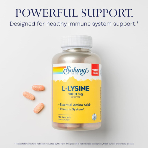 Solaray L-lisina, Formato Livre 1000 Mg, Suplemento De Supor - Imagem 3