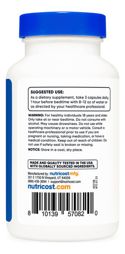 Complexo Sleep Aid Nutricost Sleep Aid 1330 Mg 90 Cápsulas - Imagem 5