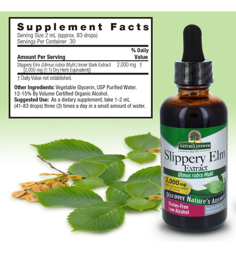 Natures Answer Slippery Elm Extrato De 2 Onças - Baixo Teor - Imagem 4