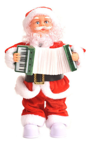 Papai Noel Musical Com Sanfona Movimento E Luz 20x17cm Natal