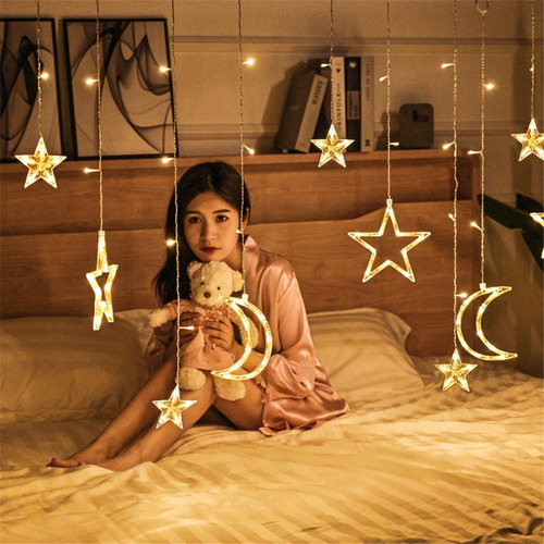 Luzes De Janela Cortina Led Star Moon À Prova D"água Para Ca - Imagem 9
