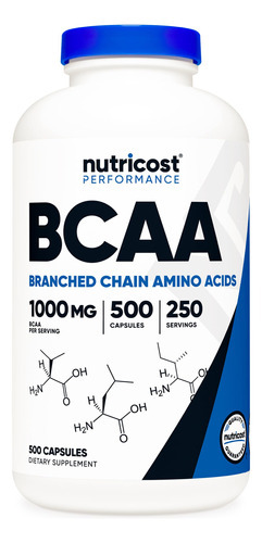 Suplemento Nutricost Baca Em Cápsulas 2:1:1 500 Mg 500 Cápsu