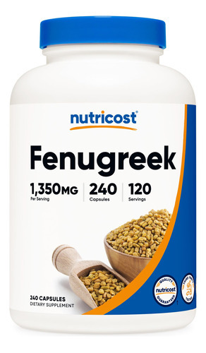Suplemento Nutricost Fenugreek Seed 1350 Mg 240 Cápsulas