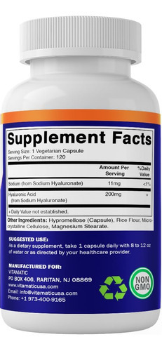 Suplementos De Ácido Hialurônico Vitamatic 200mg - Suporta T - Imagem 7