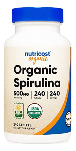 Suplemento Nutricost Espirulina Orgânica 500mg 240 Comprimid