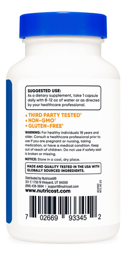 Vitamina B1 Tiamina 500mg 120 Cápsulas Nutricost - Imagem 4