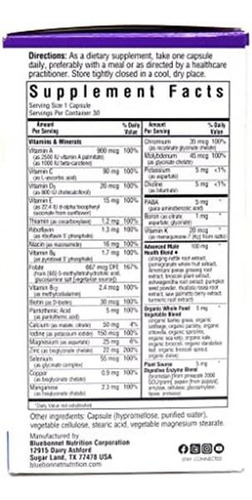 Bluebonnet Nutrition Men"s One Organic Vegetal Capsule, Who - Imagem 2