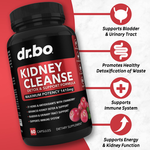 Suplemento Dr. Bo Kidney Cleanse Detox Cranberry 1410 Mg - Imagem 2
