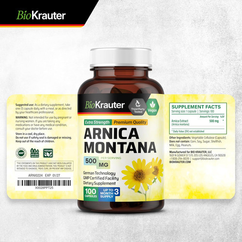 Bio Krauter Cápsulas De Arnica Montana - Cápsulas De Arnica - Imagem 7