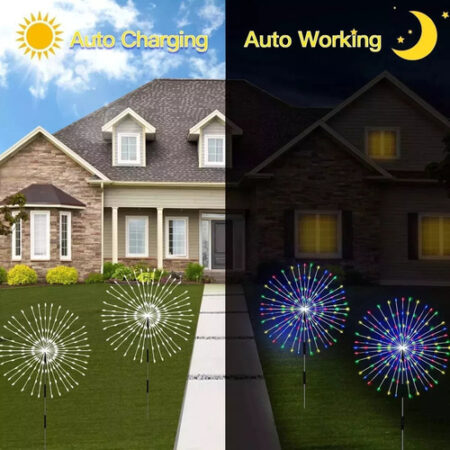 4 Peças Luzes Solares Fogos Artifício Para Decoração Natal - Imagem 5