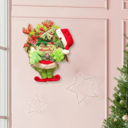 Guirlanda De Natal Grinch, Decoração De Grinalda De Porta De - Imagem 9