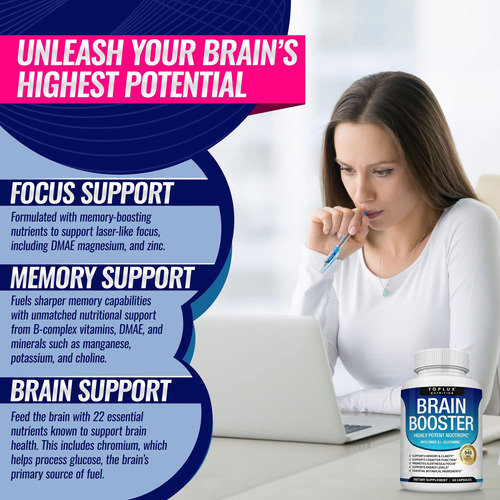 Toplux Brain Supplement Nootropic ' Brain Pills Vitamina Com - Imagem 5