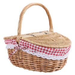 Cesta De Piquenique De Vime Estilo Country Com Tampa