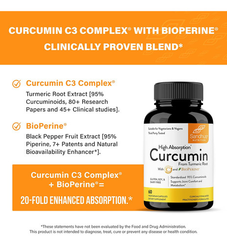Complexo Sandhus Curcumin C3 Com Bioperine 60 Cápsulas - Não - Imagem 5