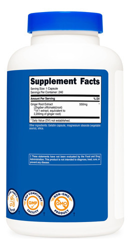 Suplemento Nutricost Extrato De Raiz De Gengibre 550 Mg 240 - Imagem 5