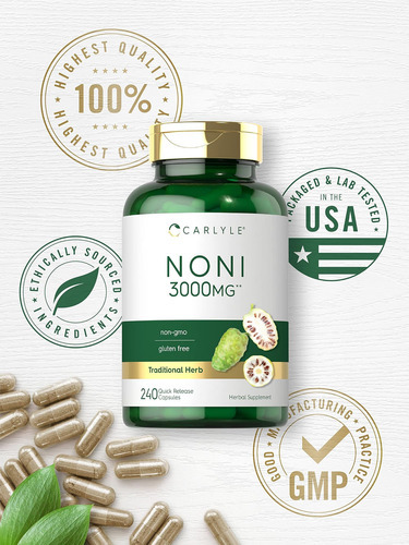 Cápsulas De Frutas Carlyle Noni 3000mg | Contagem 240 | Não - Imagem 5