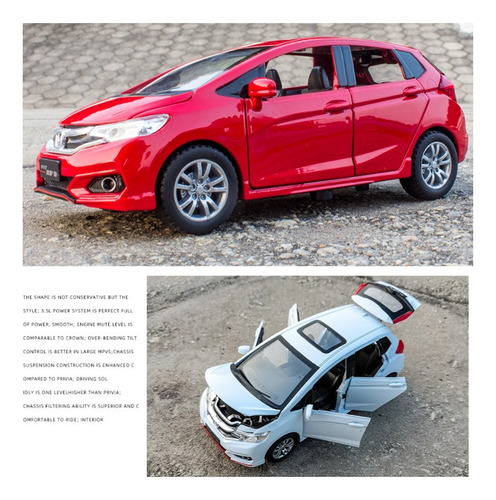 Honda Fit Gk5 Miniatura Metal Carros Com Luzes E Som 1/32 - Imagem 3