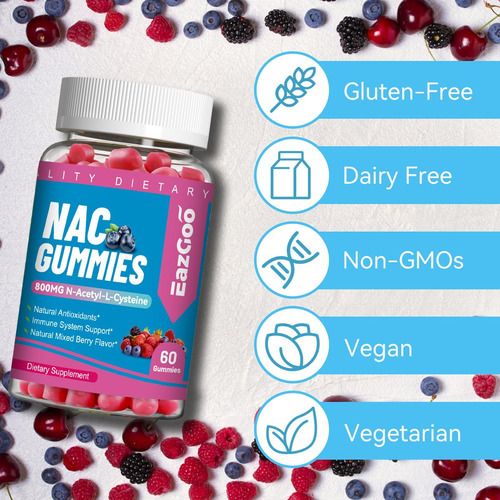 Eazgoo Nac Gummies 800mg, Suplemento De N-acetil Cisteína, S - Imagem 6