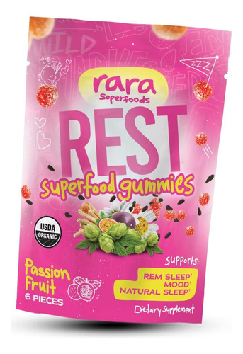 Rara Superfoods Rest Usda Organic Gummies Suplemento Natural
