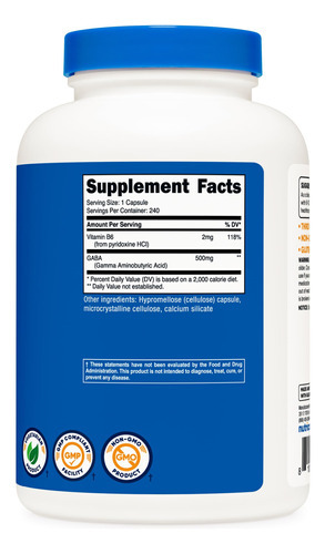 Suplemento Nutricost Gaba (ácido Gama-aminobutírico) + Vitam - Imagem 6