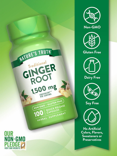 Cápsulas De Raiz De Gengibre Natures Truth | 1.500mg | 100 C - Imagem 3