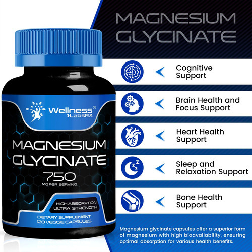 Cápsulas De Glicinato De Magnésio - 750 Mg | Contagem 120, S - Imagem 3