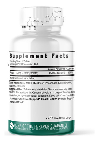 Nutri 5-mthf L Metilfolato 15mg - Fornecimento Para 4 Meses, - Imagem 2