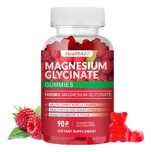 Gomas De Glicinato De Magnésio 1000 Mg, Suplemento De Magnés