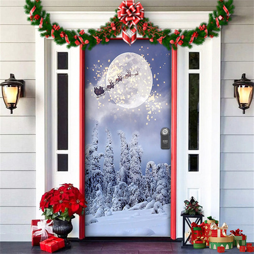 Decoração De Capa De Porta De Natal J, Pano Pendurado, Festi - Imagem 2