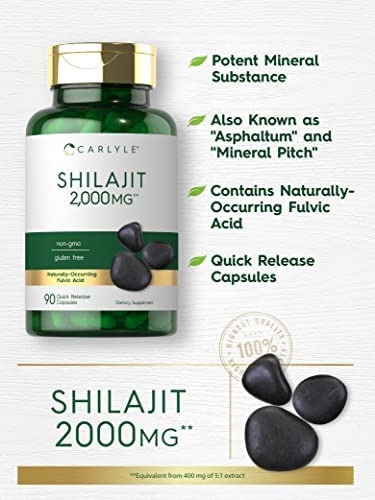 Cápsulas De Shilajit | 2000mg | 90 Contagem | Não Ogm E Sem - Imagem 3