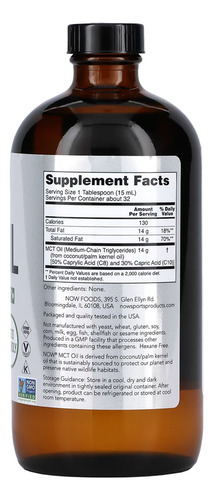 Óleo Mct Líquido Now Foods Sports 473ml Puro Importado 4un - Imagem 3